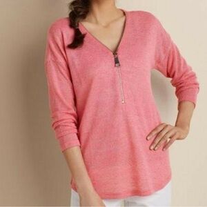 SOFT SURROUNDINGS Valentina Zip Sweater‎ Coral M T01